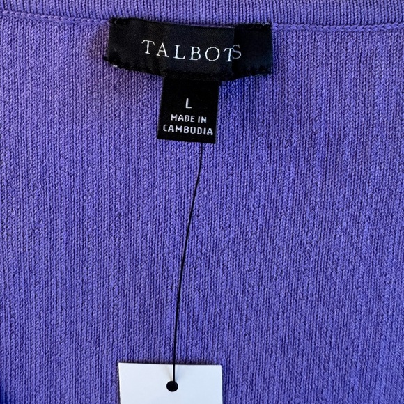 NWT Talbots Purple V-Neck Short Sleeve Ribbed Knit Sweater Office Top Size Large - Picture 6 of 7